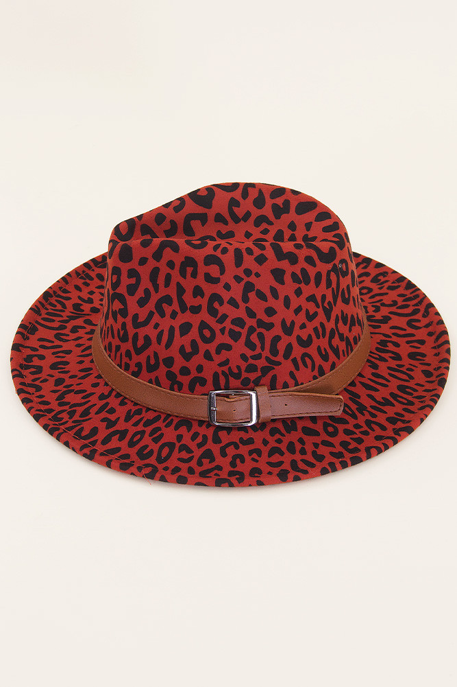 Women's Leopard Pattern Fedora Hat with Belt — fedora photo 4