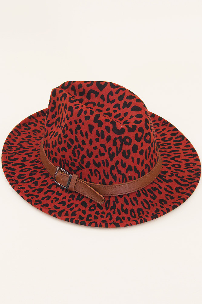 Women's Leopard Pattern Fedora Hat with Belt — fedora photo 5