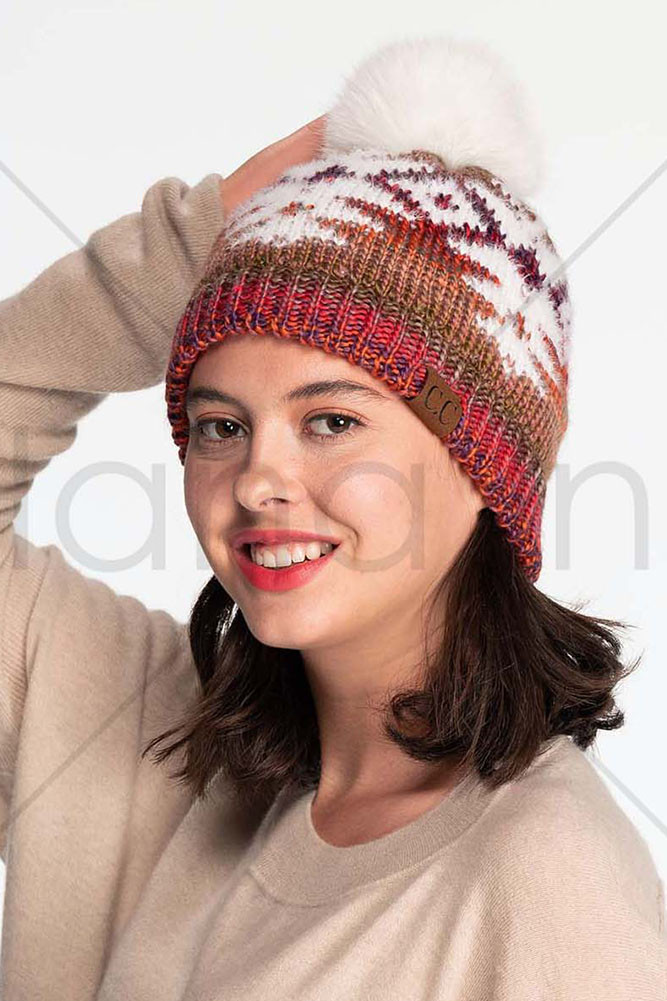 Women's Multi Yarn Aztec Print Beanie — beanie photo 2