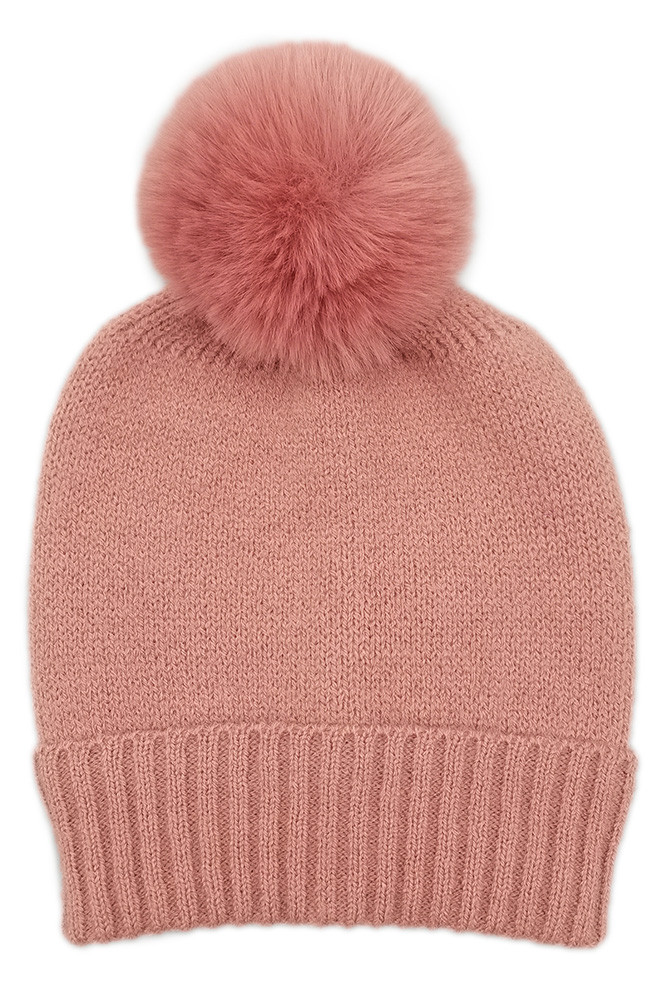 Women's Solid Knit Beanie with Pom — beanie photo 4