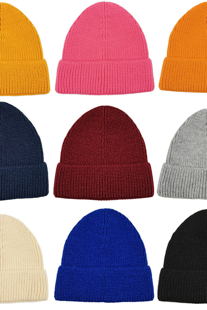 Women's Solid Ribbed Knit Cuff Beanie by BURACQ