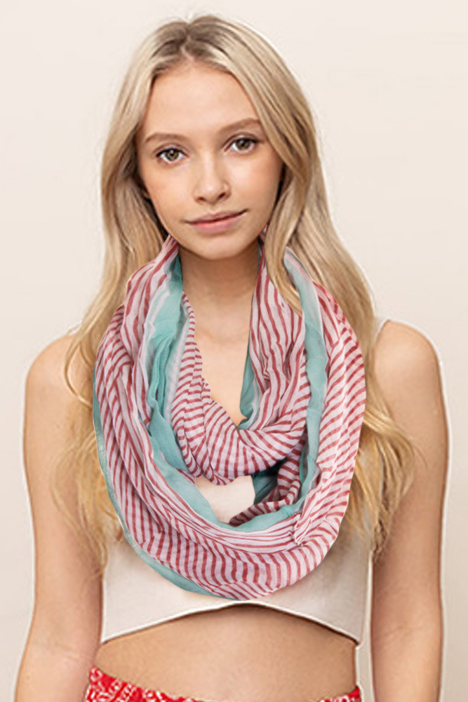 Women's Stripe Pattern Infinity Scarf by BURACQ