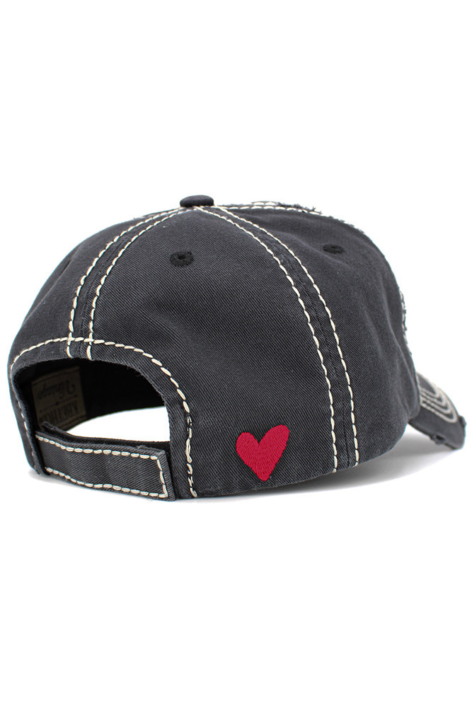 Girl Power Washed Vintage Cap in Black