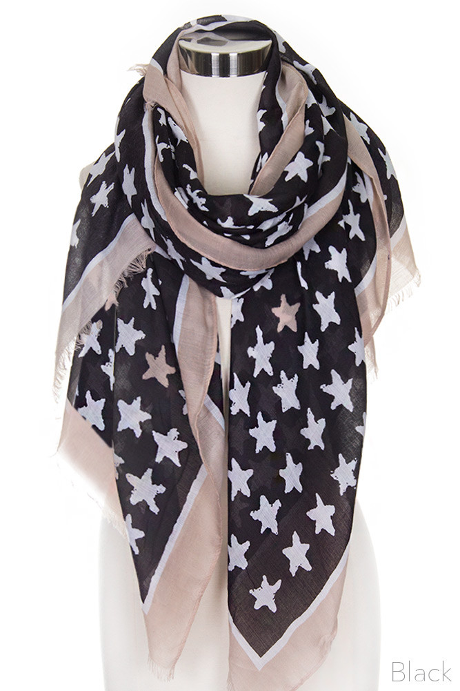 Women's American Flag Theme Star Pattern Oblong Scarf — scarf photo 7