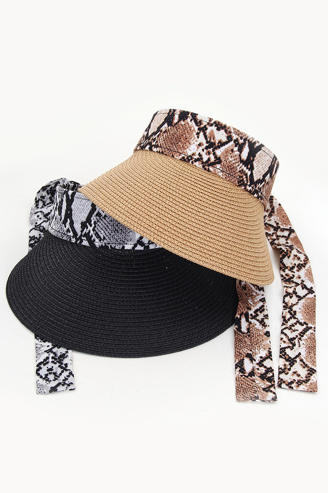 Women's Snake Pattern Bow Straw Visor by BURACQ