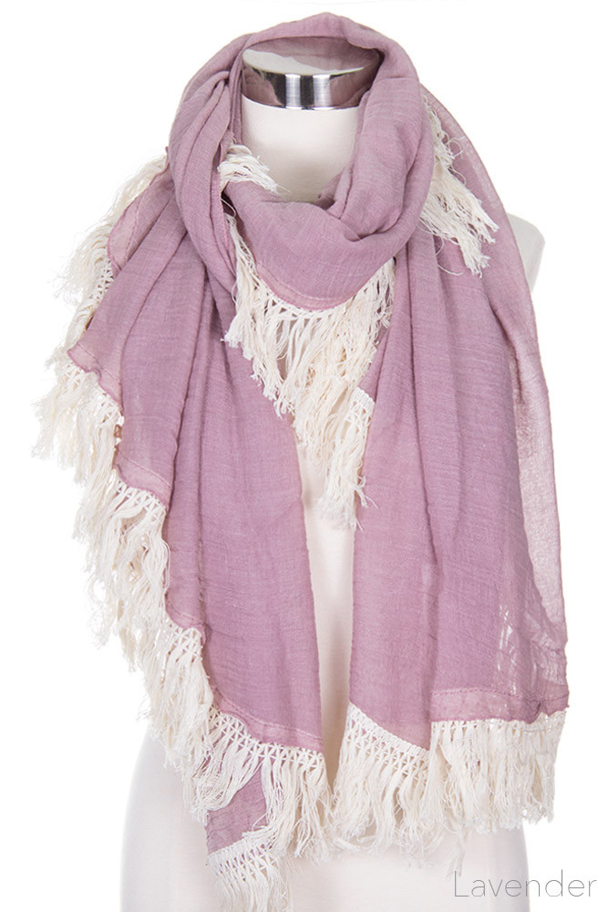 Women's Solid with Tassel Shawl Scarf — scarf photo 2