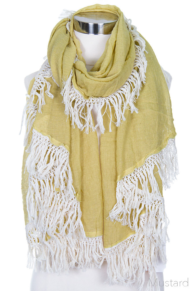 Women's Solid with Tassel Shawl Scarf — scarf photo 6