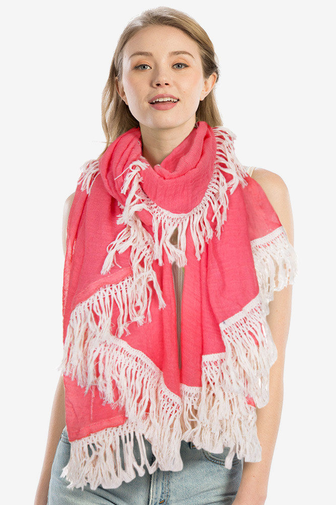 Women's Solid with Tassel Shawl Scarf by BURACQ