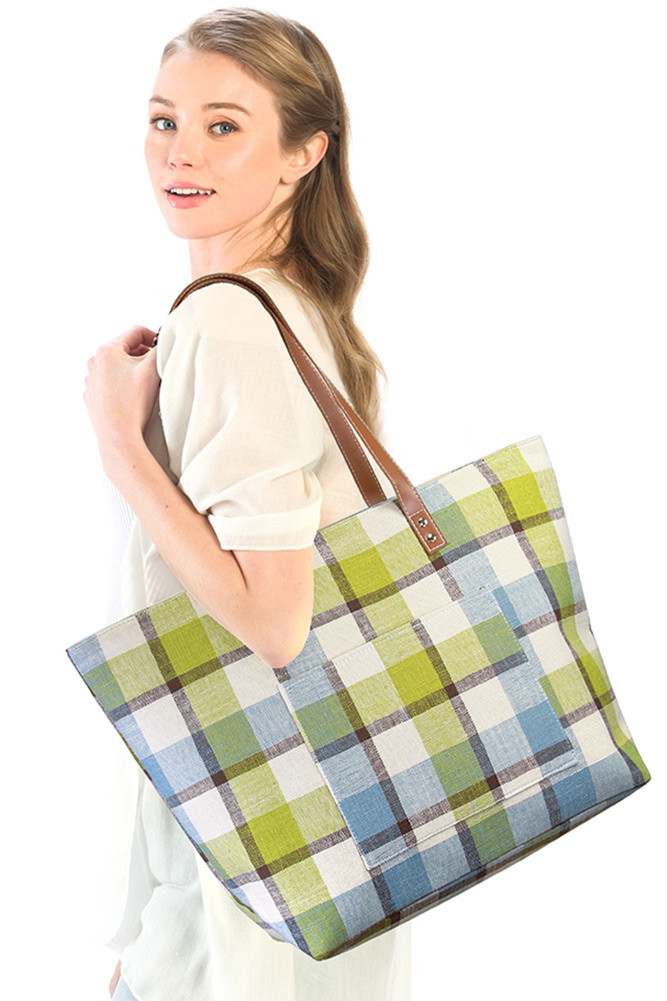 Women's Plaid Pattern Beach Bag by BURACQ