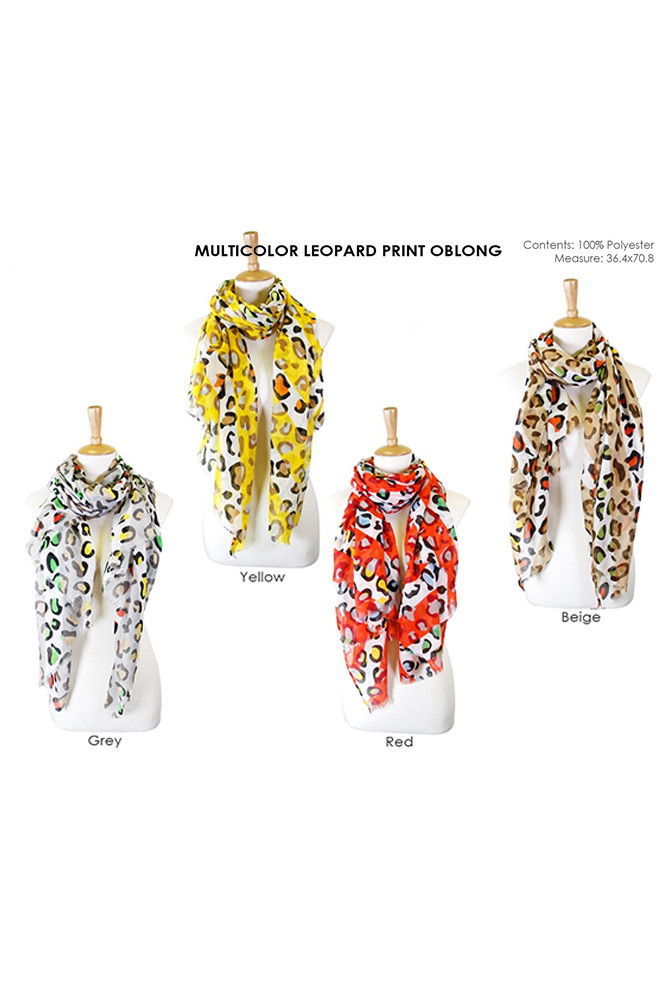 Women's Multi Color Leopard Print Oblong Scarf by BURACQ