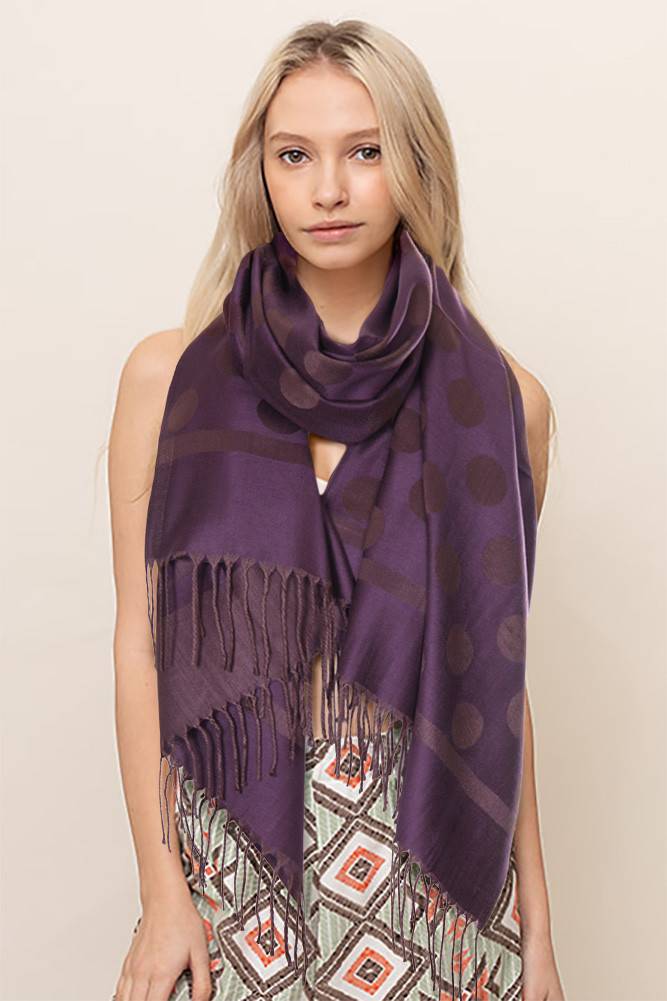 Women's Polka Dot Pattern Pashmina Scarf — scarf photo 4