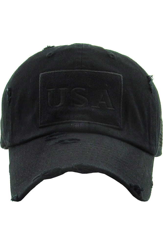 Women's USA Tactical Vintage Baseball Cap in Black