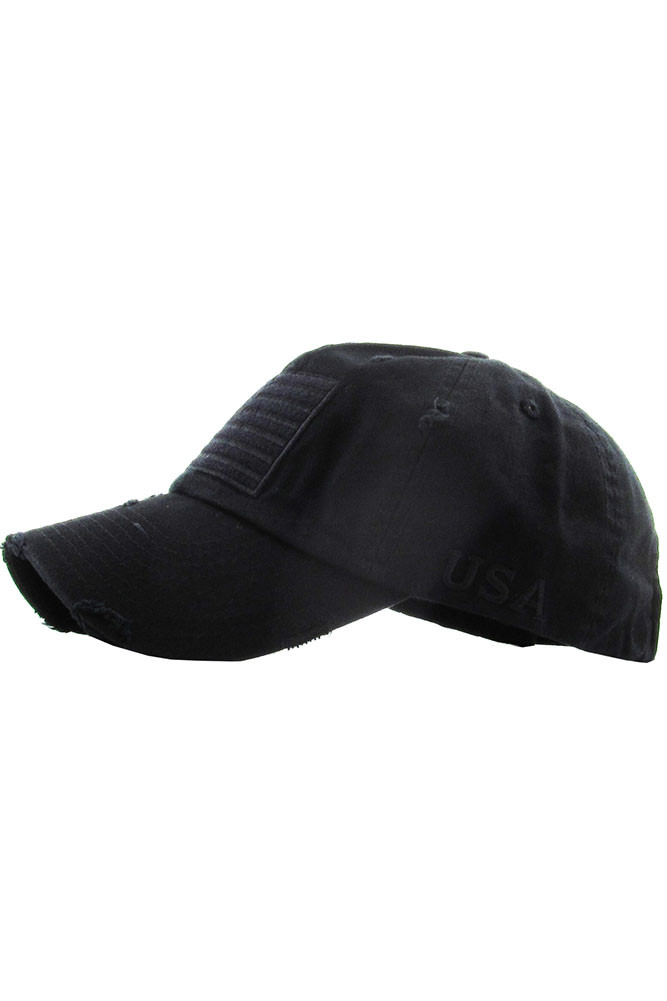 Women's American Flag Vintage Baseball Cap in Black