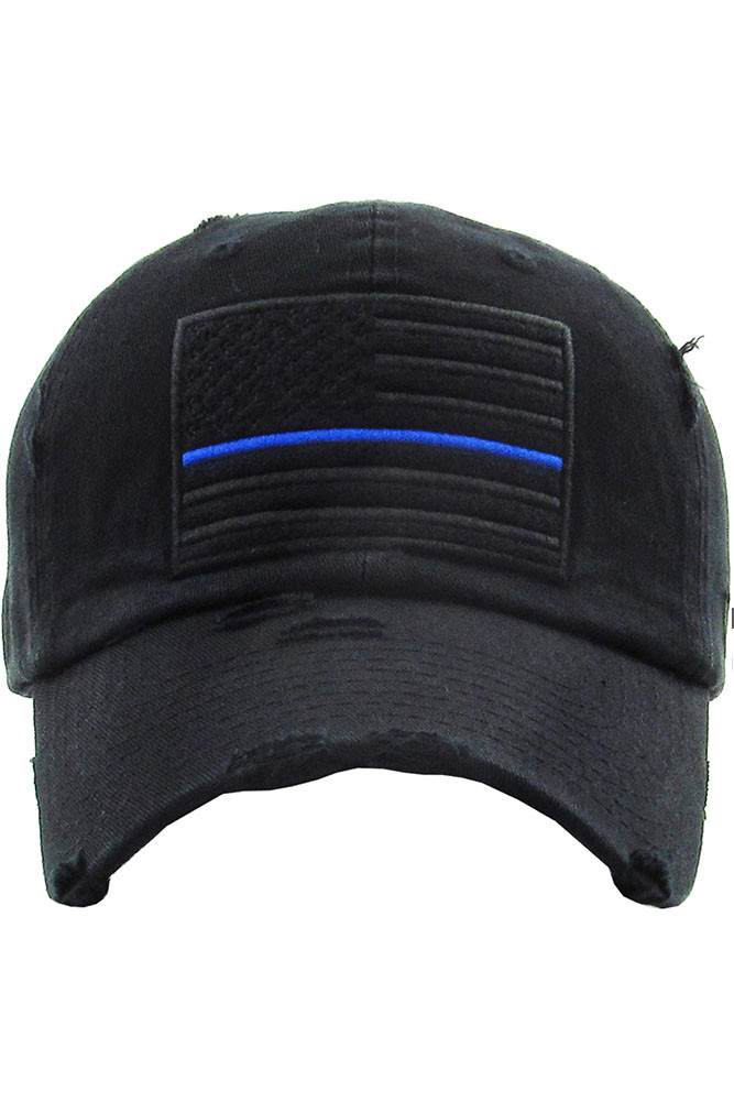 Women's American Flag Vintage Baseball Cap in Black