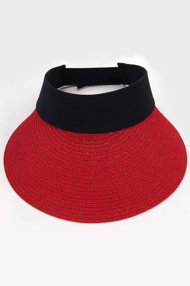 Women's Two-Tone Solid Visor in Red