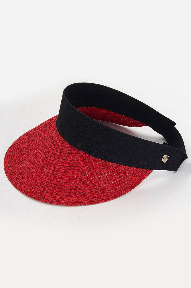 Women's Two-Tone Solid Visor in Red