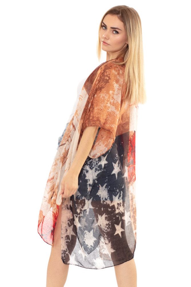 Women's Vintage American Flag Kimono — kimono photo 3