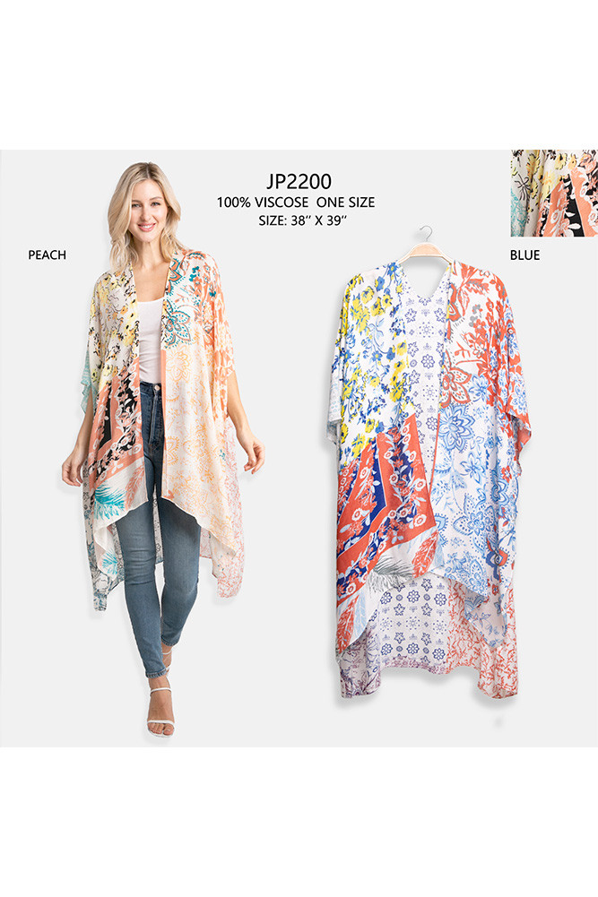 Women's Multi Color Flower Pattern Kimono — kimono photo 2