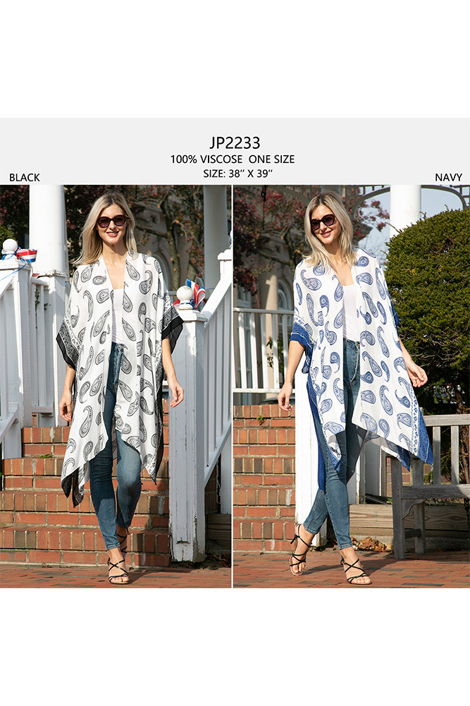 Women's Paisley Pattern Print Kimono — kimono photo 8