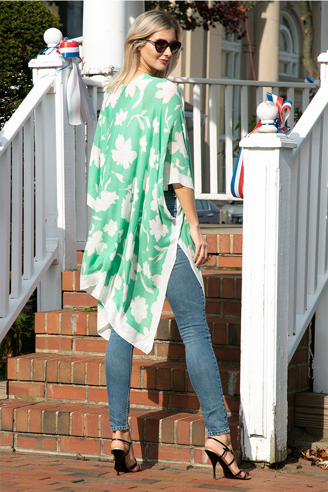 Women's Floral Print Cover-Up in Green