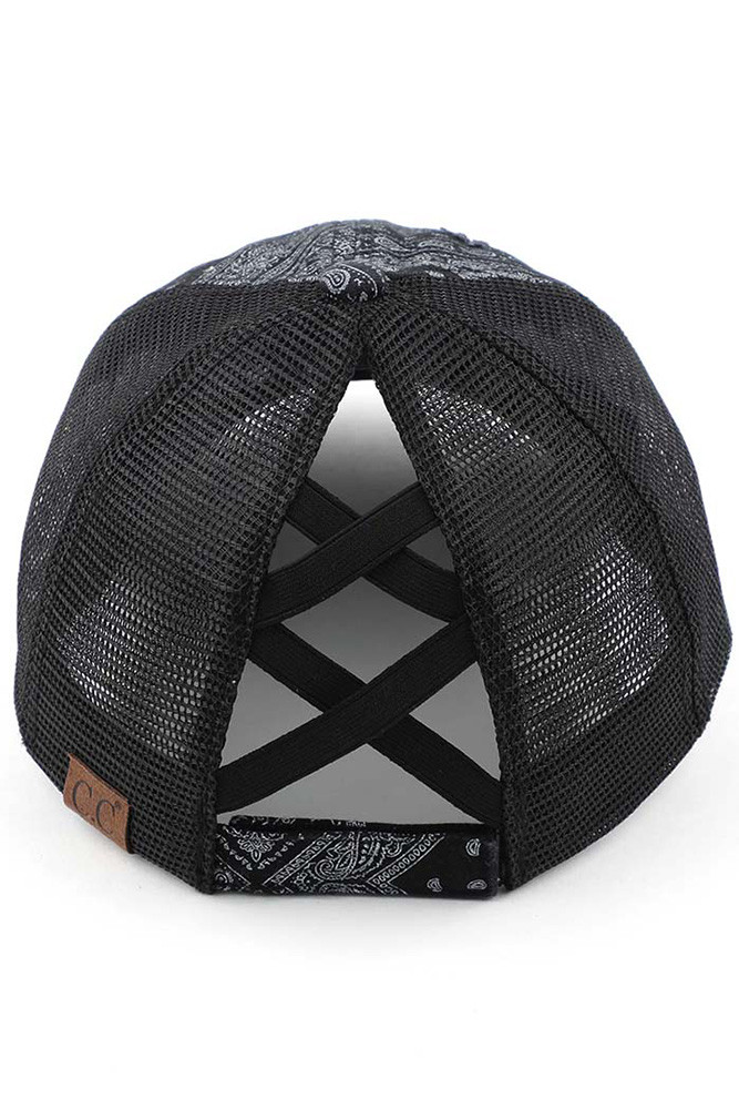 Women's Paisley Bandana Criss-Cross Ponytail Cap — bandana photo 6