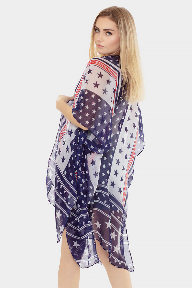 Women's American Flag Multi Stars Kimono — kimono photo 4