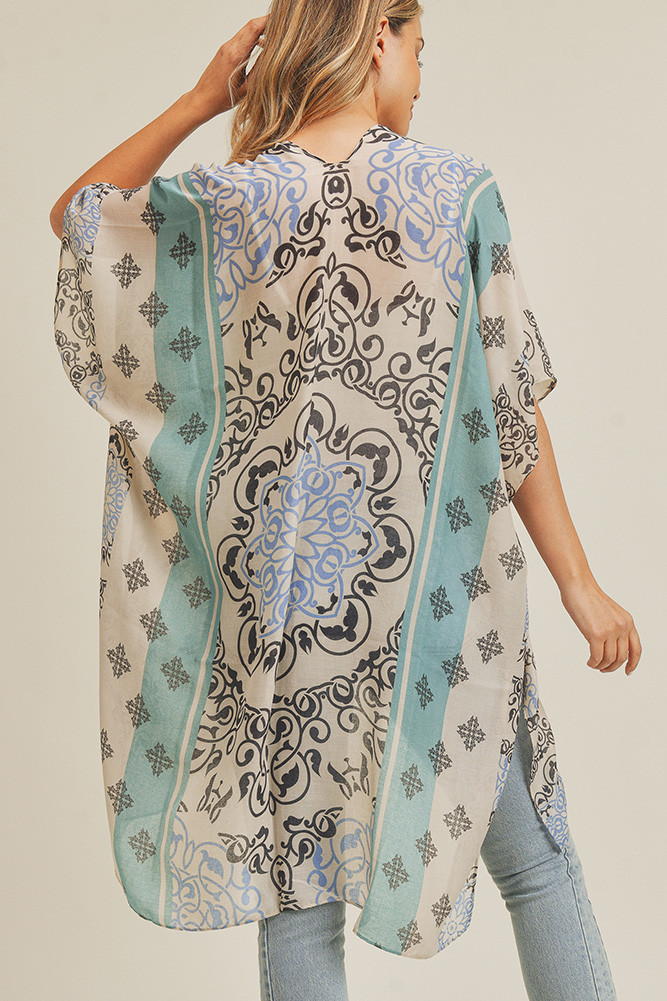 Women's Bohemian Pattern Kimono in Blue