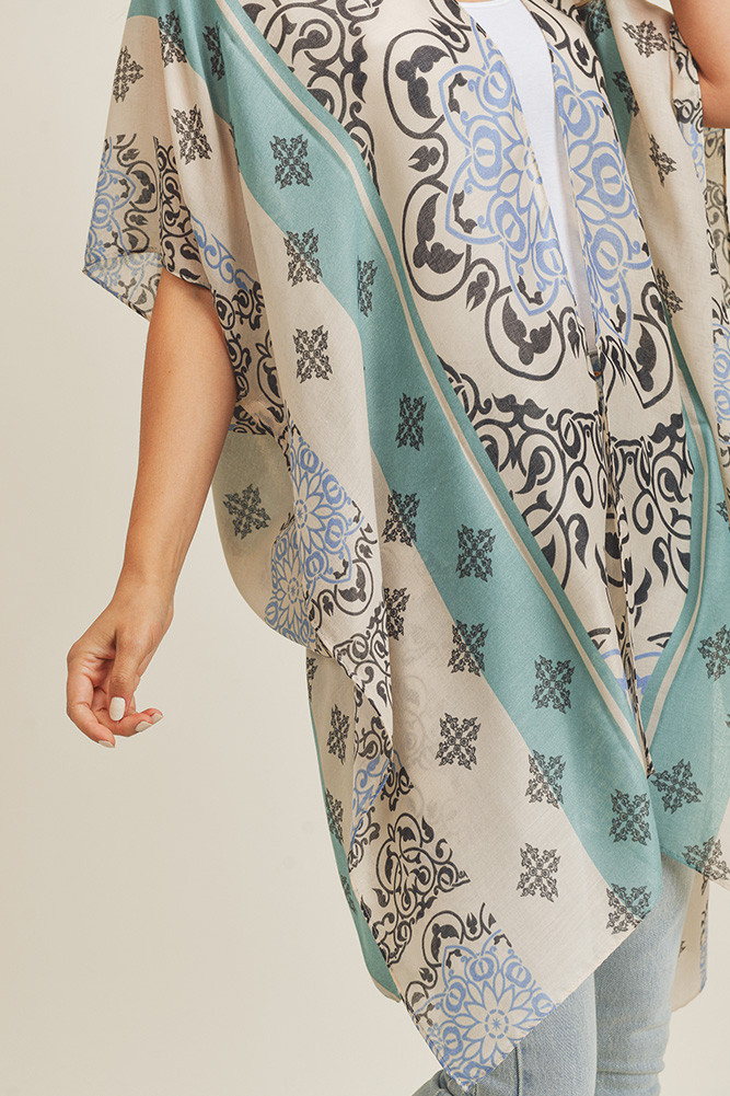 Women's Bohemian Pattern Kimono in Blue