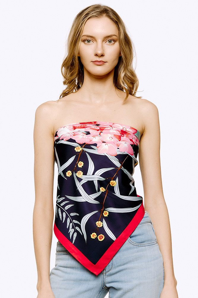 Women's Floral Print Silky Twill Scarf by BURACQ