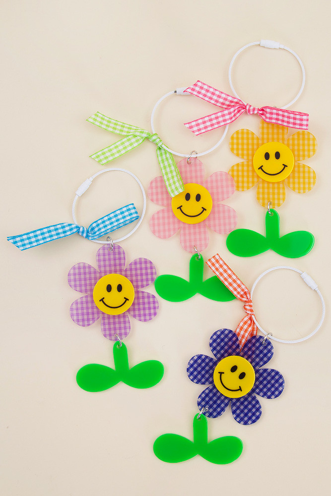 Smiley Sun Flower Keychain Bag Charm by BURACQ