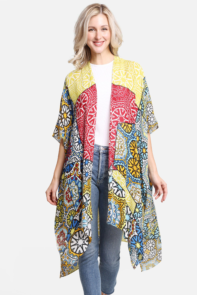 Women's Mixed Pattern Print Cover-Up in Green