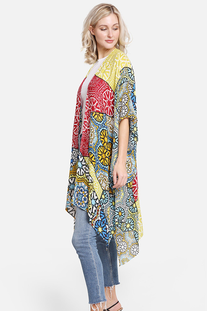 Women's Mixed Pattern Print Cover-Up in Green