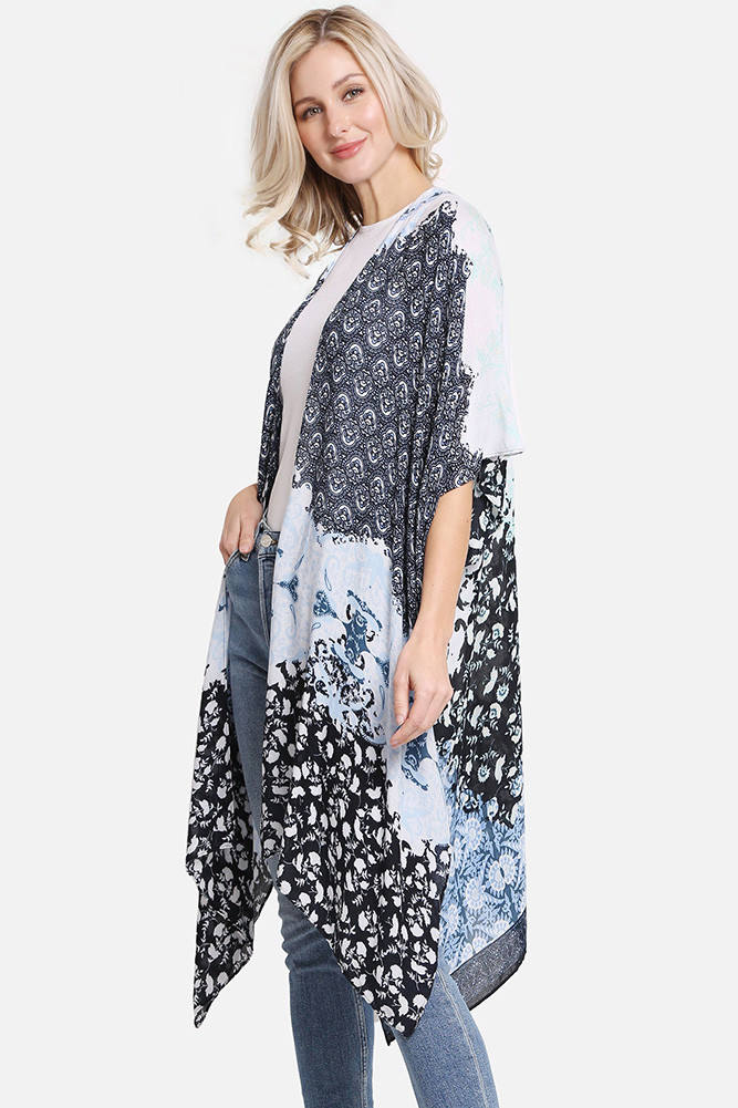 Women's Mixed Pattern Print Cover-Up in Blue
