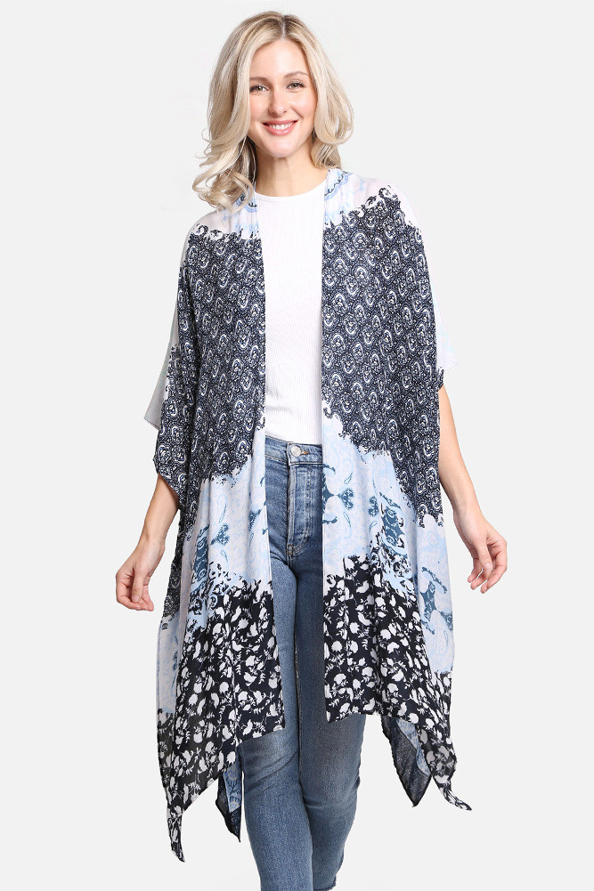 Women's Mixed Pattern Print Cover-Up in Blue