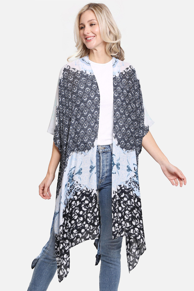 Women's Mixed Pattern Print Cover-Up in Blue