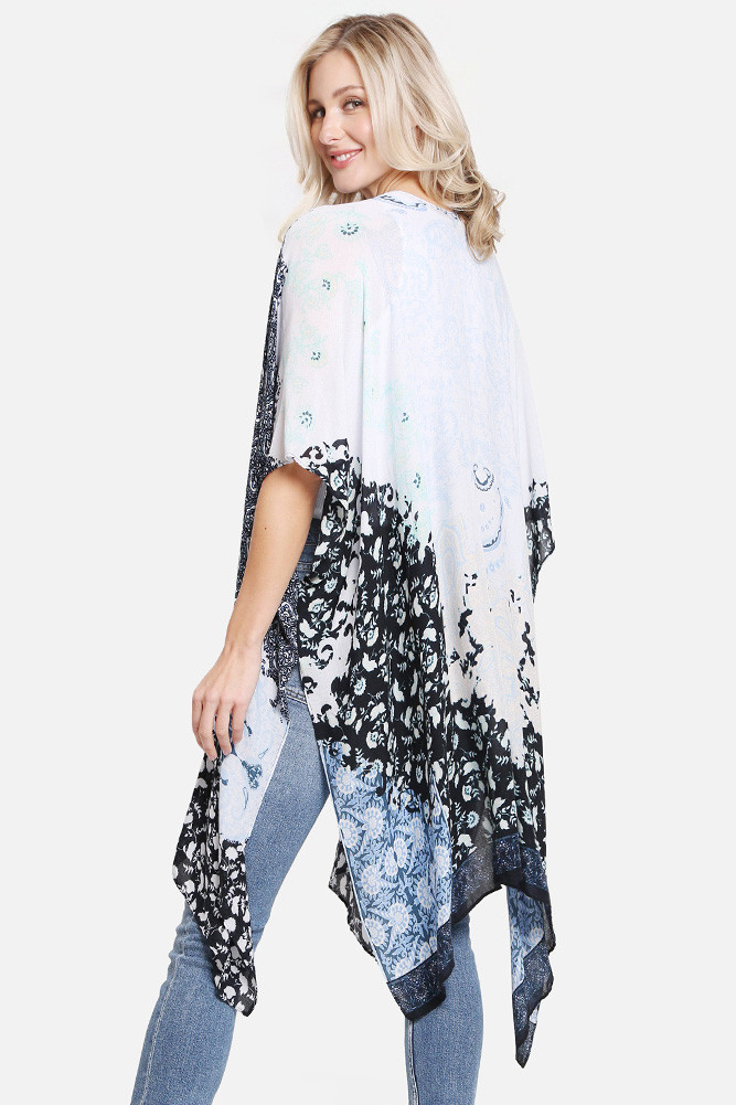 Women's Mixed Pattern Print Cover-Up in Blue