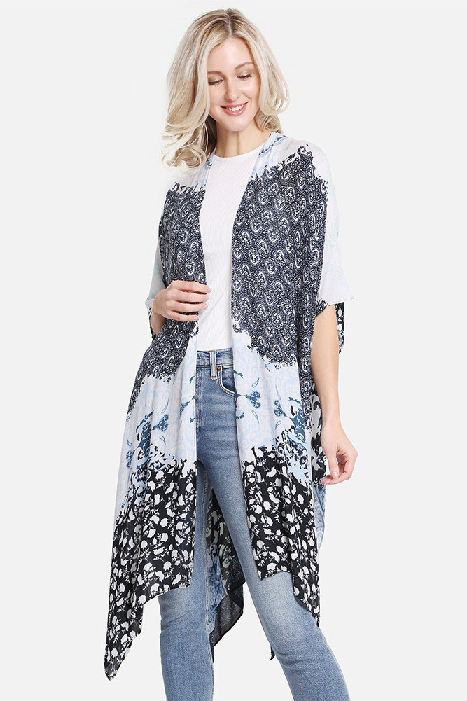 Women's Mixed Pattern Print Cover-Up in Blue