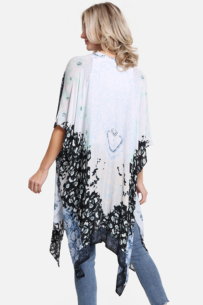 Women's Mixed Pattern Print Cover-Up in Blue