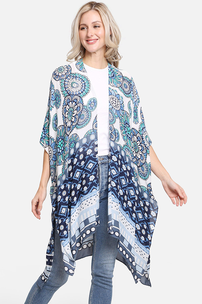 Women's Mixed Pattern Print Cover-Up in Blue