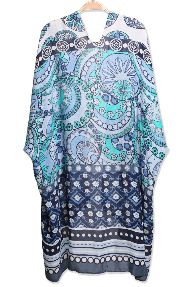 Women's Mixed Pattern Print Cover-Up in Blue