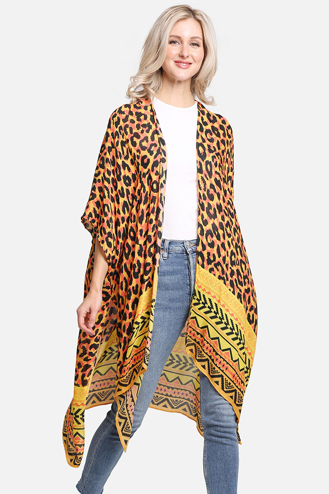 Women's Leopard Pattern Print Cover-Up in Brown