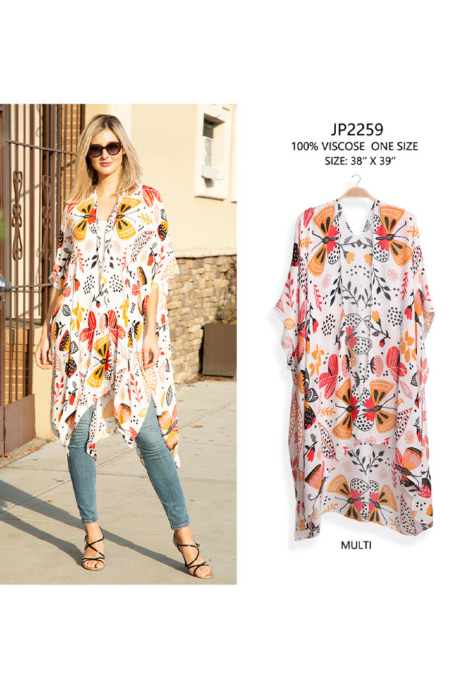 Women's Butterfly and Floral Pattern Print Cover-Up — cover-up photo 6