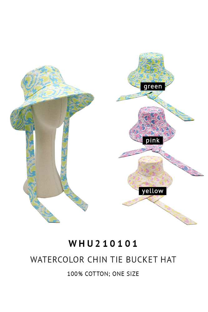 Women's Watercolor Chin Tie Bucket Hat — bucket hat photo 2