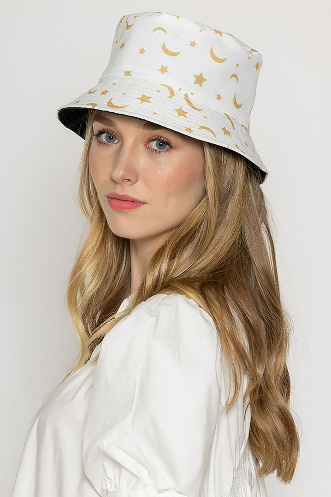 Women's Moon and Star Print Bucket Hat by BURACQ