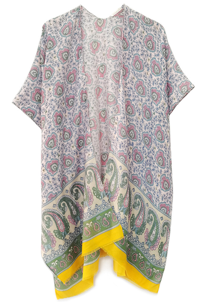Women's Paisley Print Kimono in Green