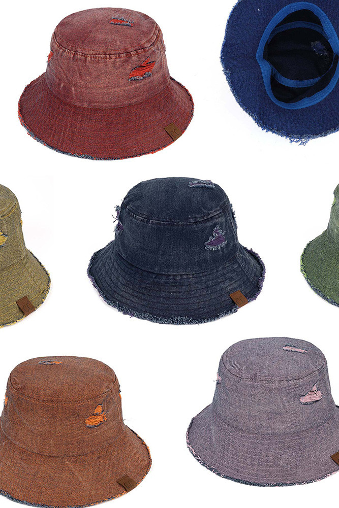 Women's Stone Washed Denim Bucket Hat by BURACQ