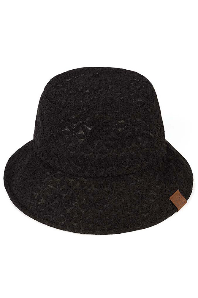 Women's Lace Pattern Bucket Hat in Black