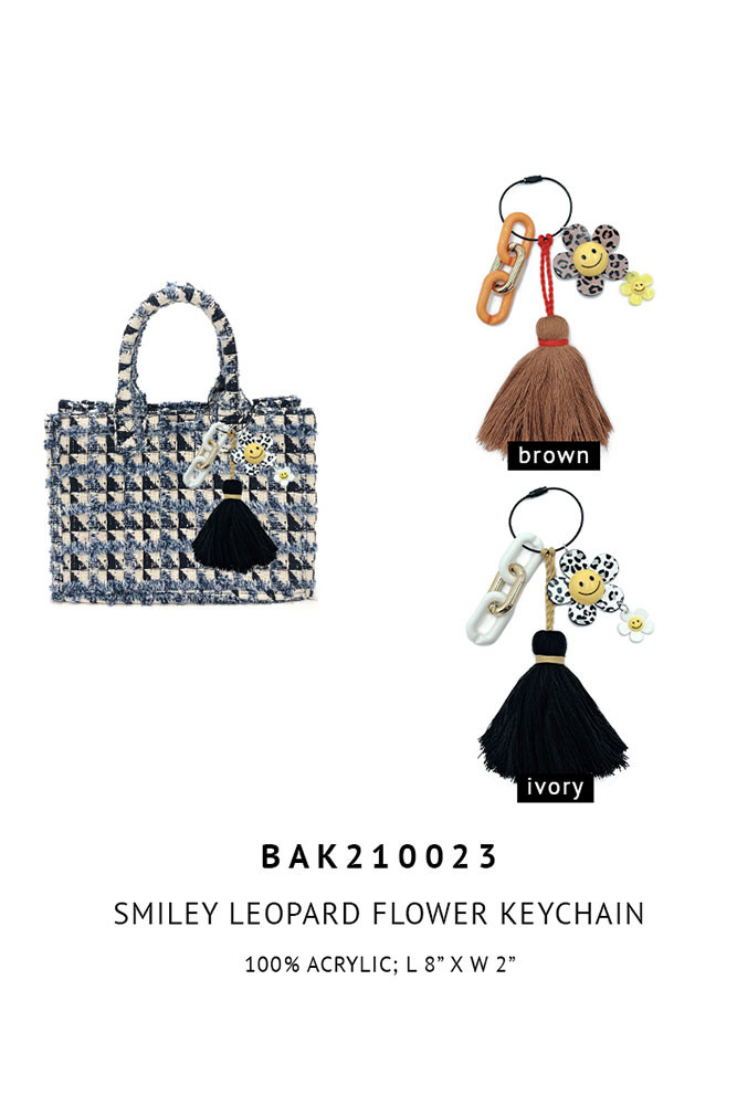 Smiley Leopard Flower Keychain Bag Charm — bag photo 3