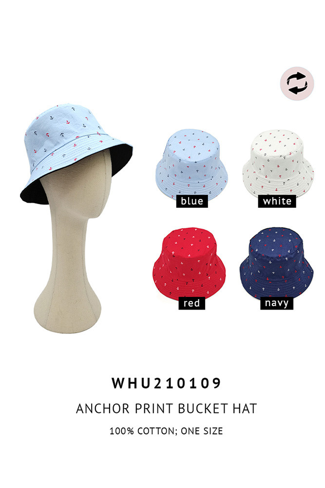 Women's Anchor Print Bucket Hat by BURACQ