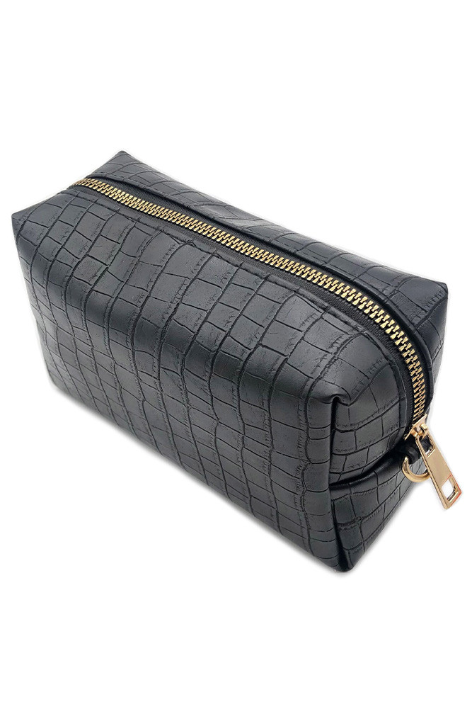 Women's Crocodile PU Pouch Bag in Black